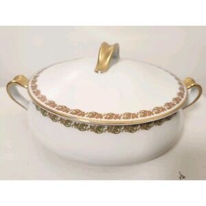Antique Limoges Haviland France H4485 Porcelain Covered Vegetable Dish Gold Gild